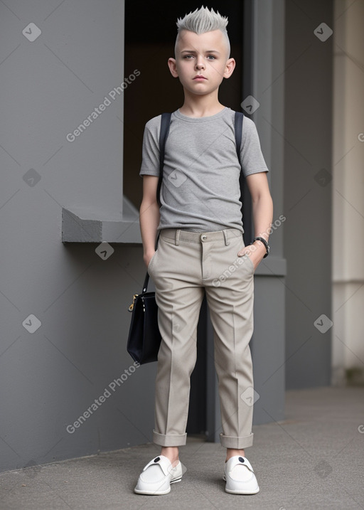 British child boy with  gray hair