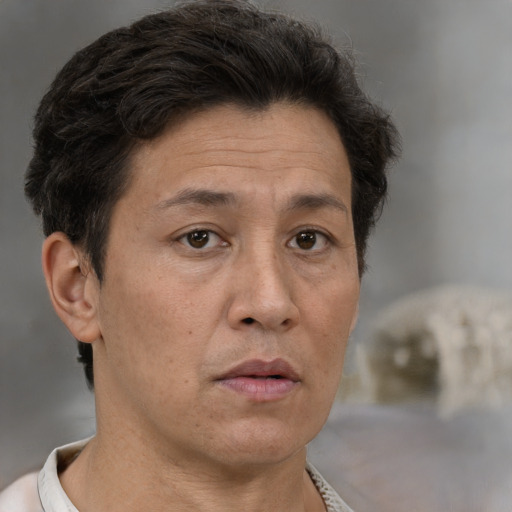 Neutral white adult male with short  brown hair and brown eyes