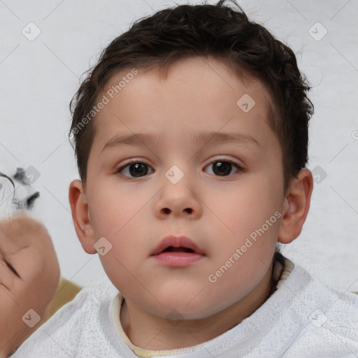 Neutral white child male with short  brown hair and brown eyes