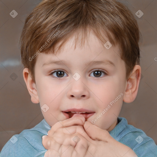 Neutral white child male with short  brown hair and brown eyes