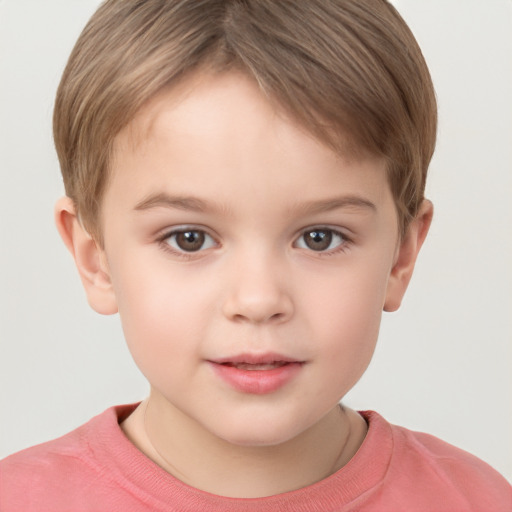 Neutral white child male with short  brown hair and brown eyes