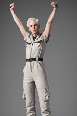 Adult non-binary with  white hair