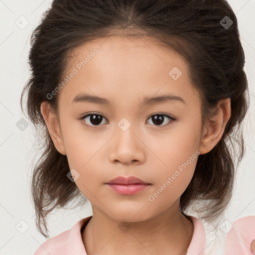 Neutral white child female with medium  brown hair and brown eyes