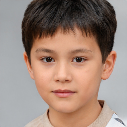 Neutral white child male with short  brown hair and brown eyes