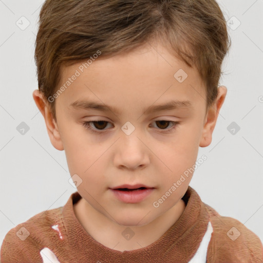 Neutral white child male with short  brown hair and brown eyes