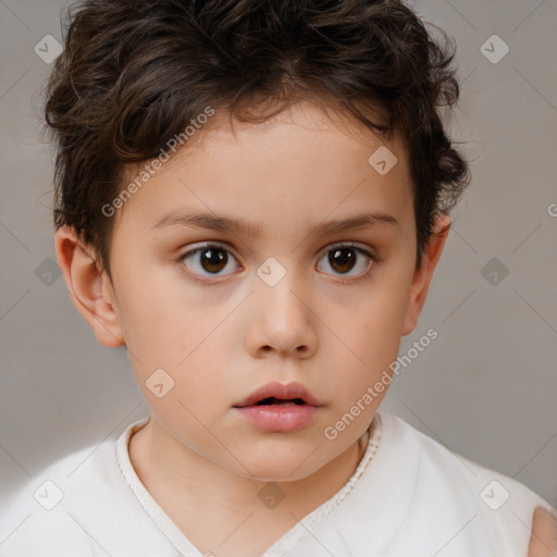 Neutral white child female with short  brown hair and brown eyes