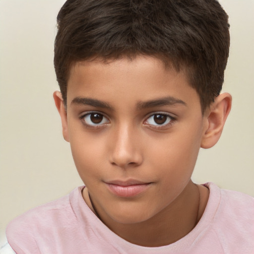 Neutral white child male with short  brown hair and brown eyes