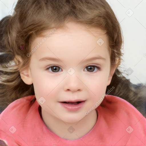 Neutral white child female with short  brown hair and brown eyes