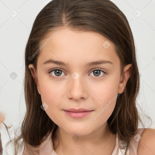 Neutral white child female with medium  brown hair and brown eyes