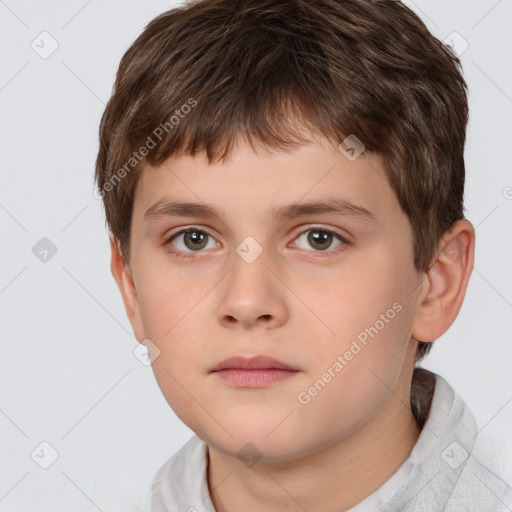 Neutral white child male with short  brown hair and brown eyes