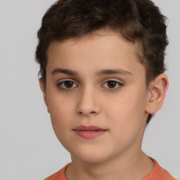 Neutral white child male with short  brown hair and brown eyes