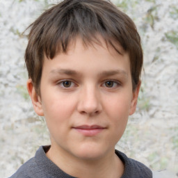 Neutral white child male with short  brown hair and brown eyes