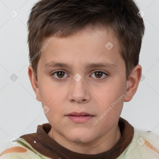 Neutral white child male with short  brown hair and brown eyes