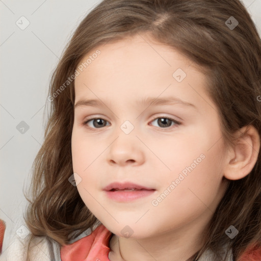 Neutral white child female with medium  brown hair and brown eyes