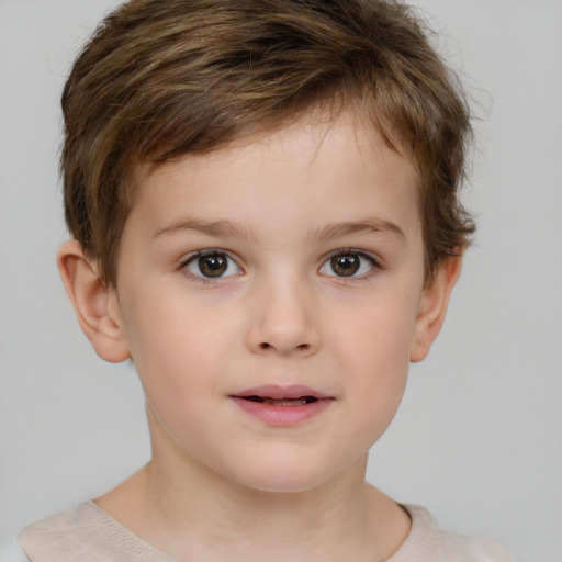 Neutral white child male with short  brown hair and brown eyes