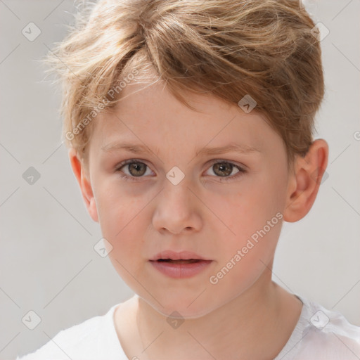 Neutral white child male with short  brown hair and brown eyes