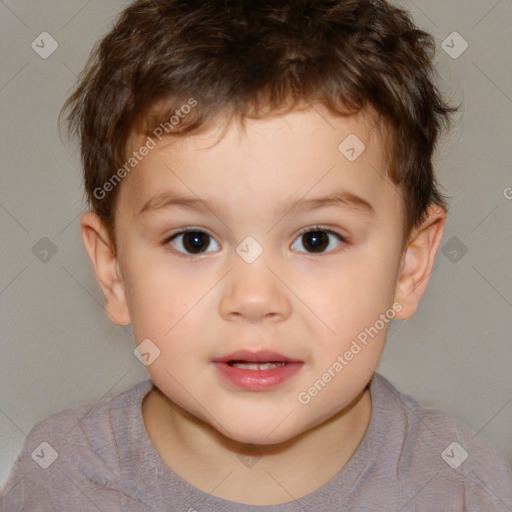 Neutral white child male with short  brown hair and brown eyes