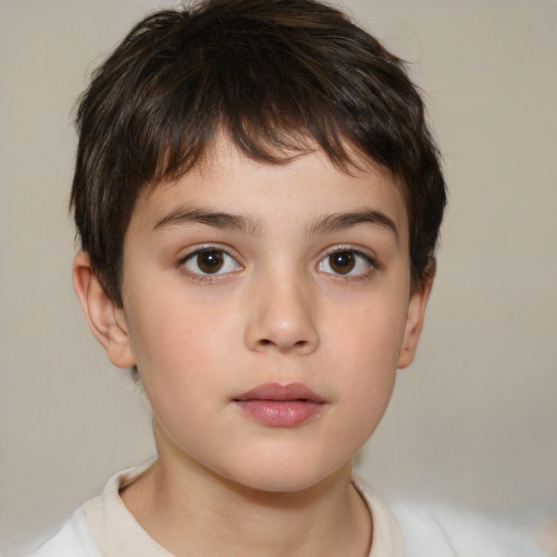 Neutral white child male with short  brown hair and brown eyes