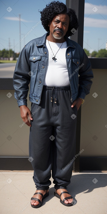 African american middle-aged male with  black hair