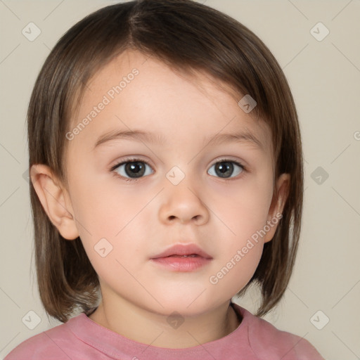 Neutral white child female with medium  brown hair and brown eyes