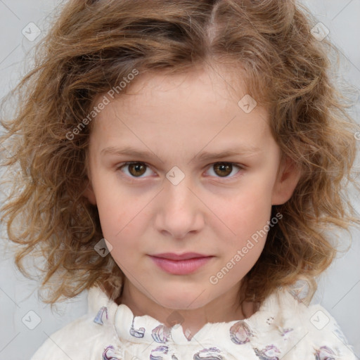 Neutral white child female with medium  brown hair and brown eyes