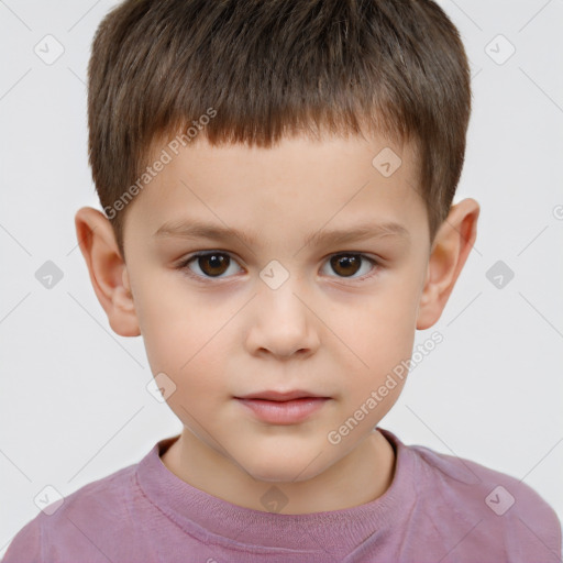 Neutral white child male with short  brown hair and brown eyes