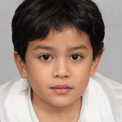 Neutral asian child male with medium  brown hair and brown eyes