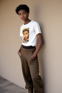 African teenager male with  brown hair