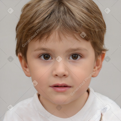 Neutral white child male with short  brown hair and brown eyes