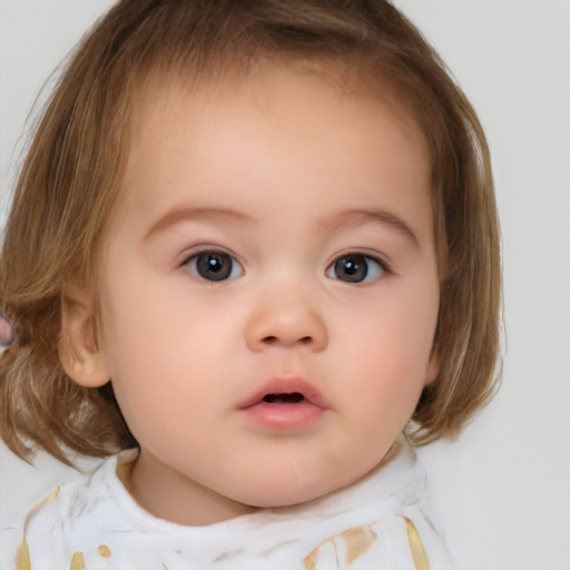 Neutral white child female with medium  brown hair and brown eyes