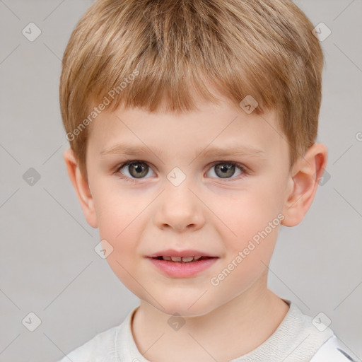 Neutral white child male with short  brown hair and brown eyes