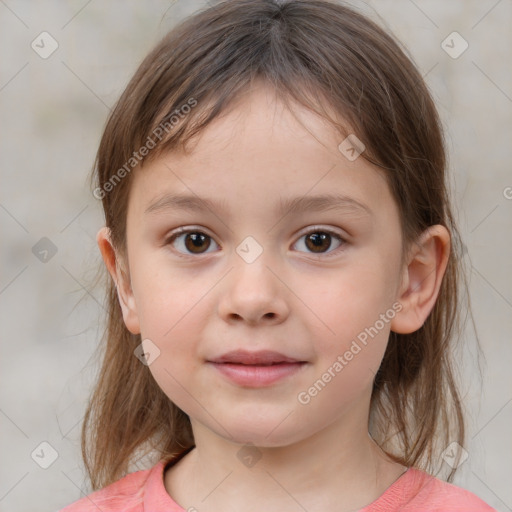 Neutral white child female with medium  brown hair and brown eyes