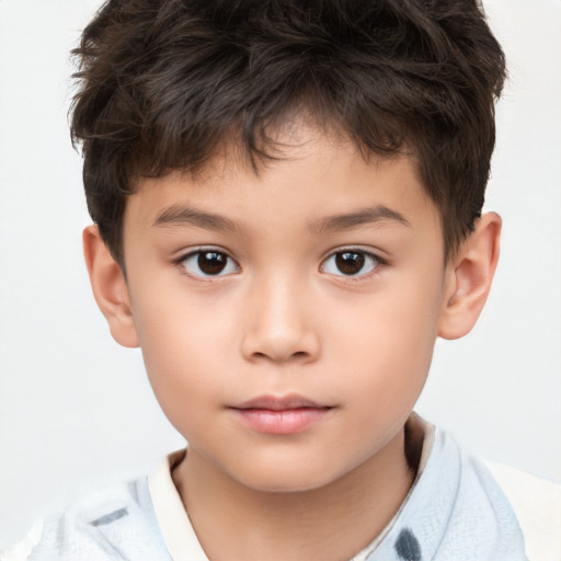 Neutral white child male with short  brown hair and brown eyes