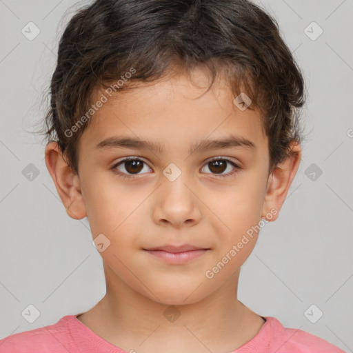 Neutral white child male with short  brown hair and brown eyes