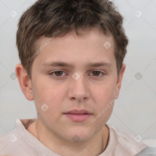 Neutral white child male with short  brown hair and brown eyes