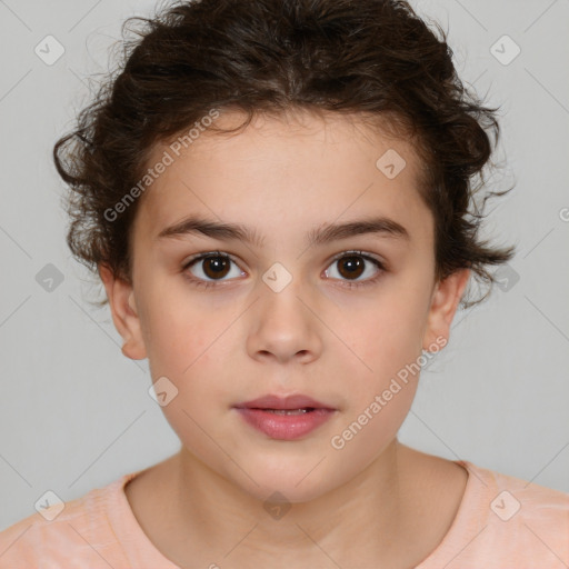 Neutral white child female with medium  brown hair and brown eyes