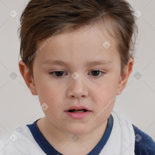 Neutral white child male with short  brown hair and brown eyes