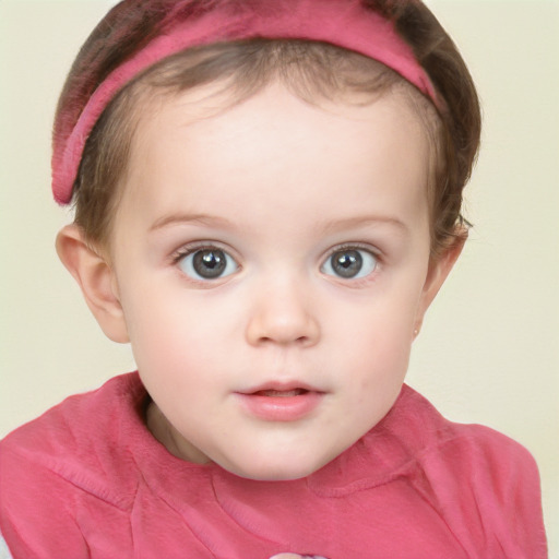 Neutral white child female with short  brown hair and brown eyes