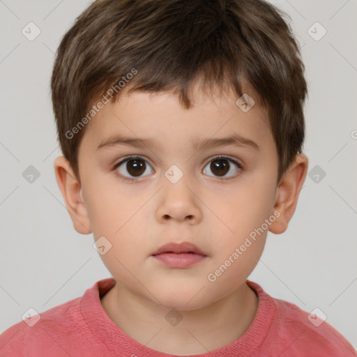 Neutral white child male with short  brown hair and brown eyes