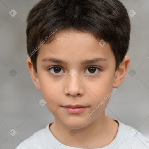 Neutral white child male with short  brown hair and brown eyes