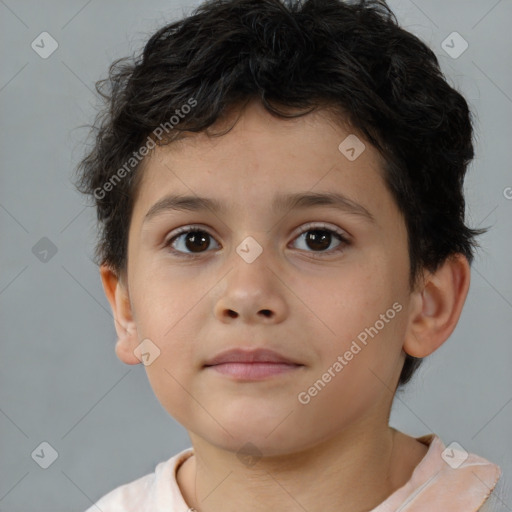 Neutral white child male with short  brown hair and brown eyes