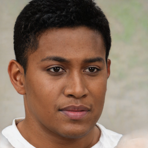 Neutral black young-adult male with short  brown hair and brown eyes