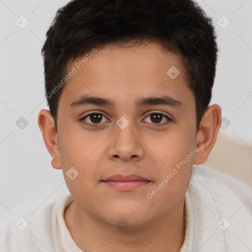 Neutral white child male with short  brown hair and brown eyes