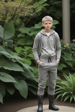 German teenager boy with  gray hair