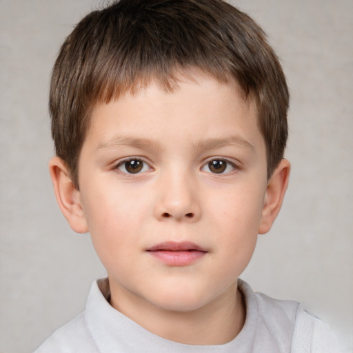 Neutral white child male with short  brown hair and brown eyes