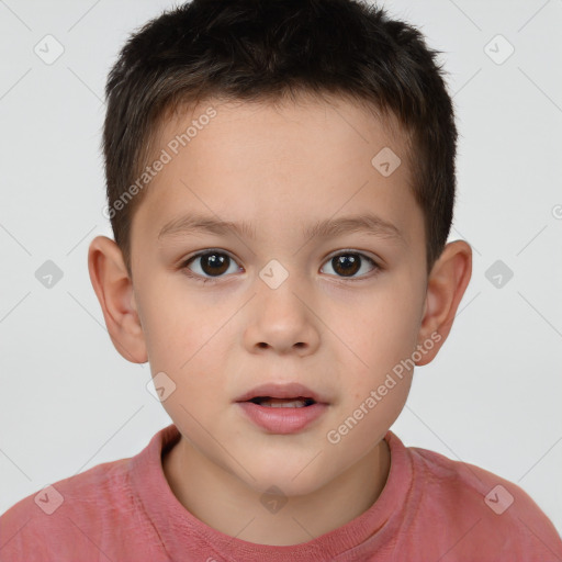 Neutral white child male with short  brown hair and brown eyes
