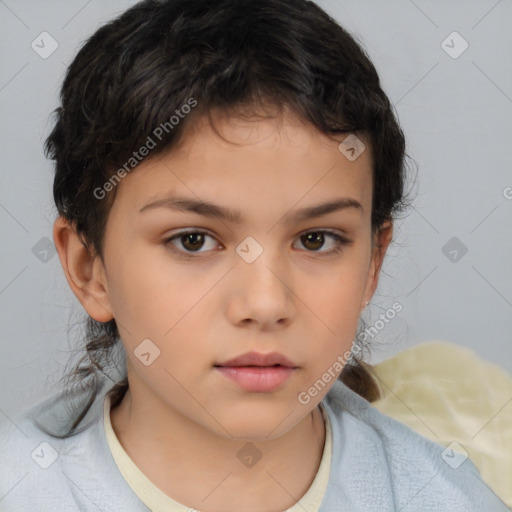Neutral white child female with medium  brown hair and brown eyes