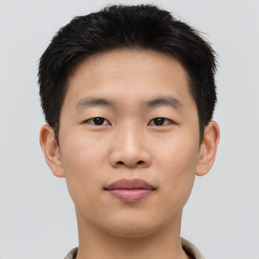 Neutral asian young-adult male with short  brown hair and brown eyes