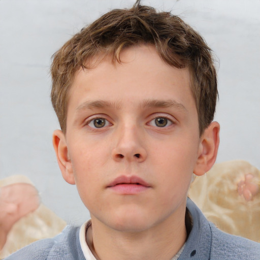 Neutral white child male with short  brown hair and brown eyes