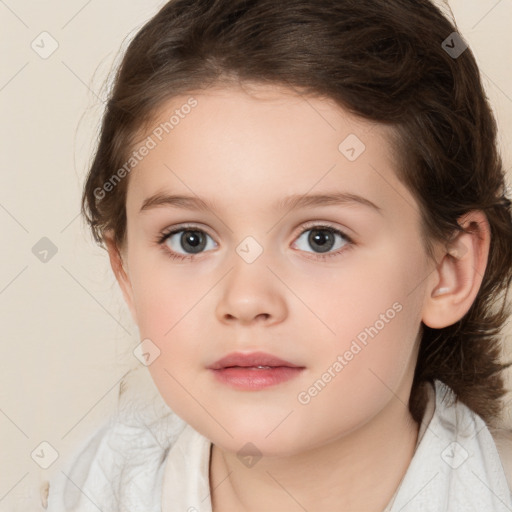 Neutral white child female with medium  brown hair and brown eyes